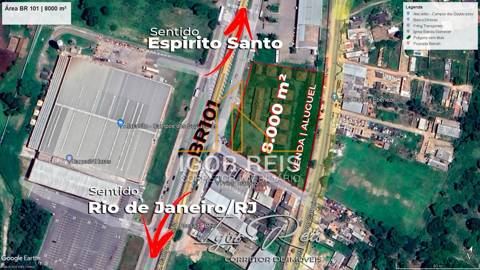 Área com 8.000m² na BR101 em Campos dos Goytacazes / RJ